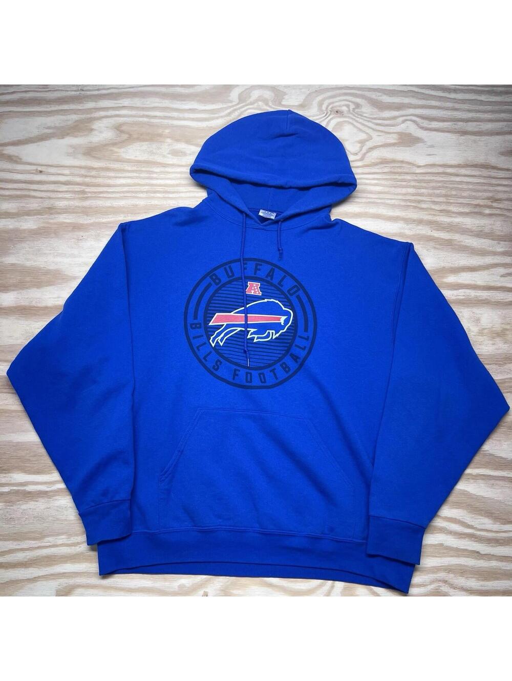 Vintage 00s Jerzees Nfl Buffalo Bills Football Center Logo Blue Hoodie Sz XL